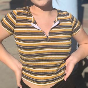Zip Up Striped Top